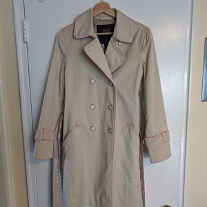 Cream / Light Tan Coach Raincoat with Belt